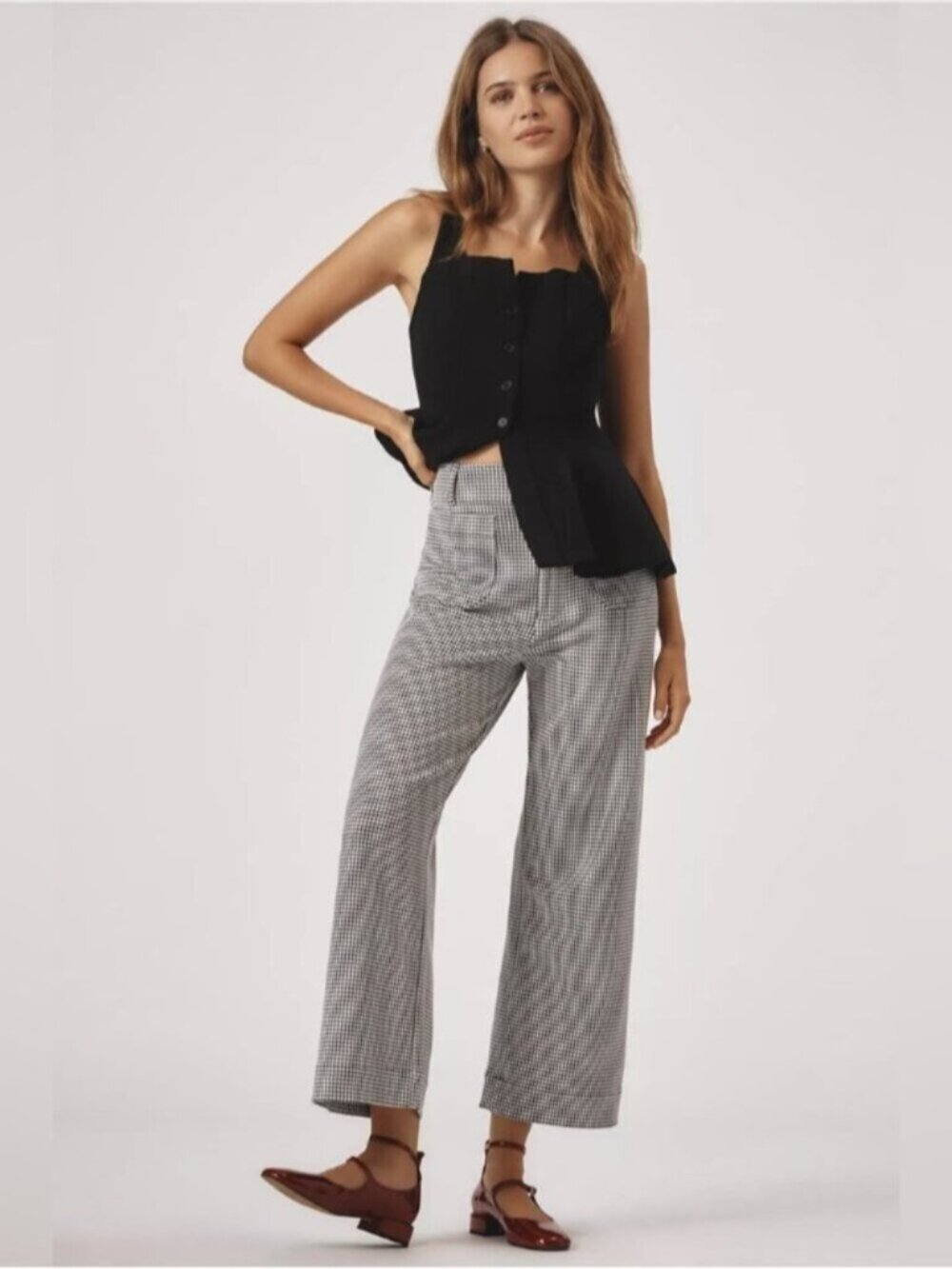 NWT Size 30 - The Colette Houndstooth Crop Wide-Leg Pants by Maeve (NWT US$ 138)